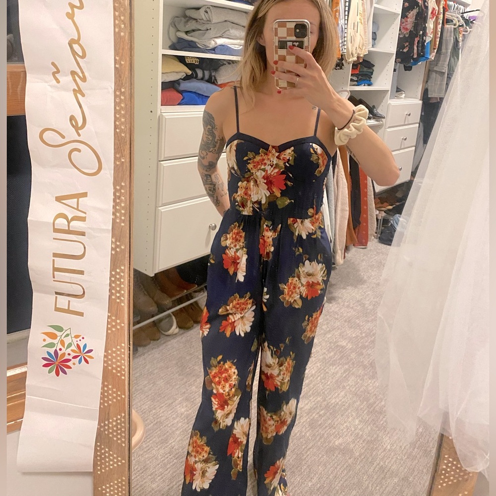 Floral corset top romper XS